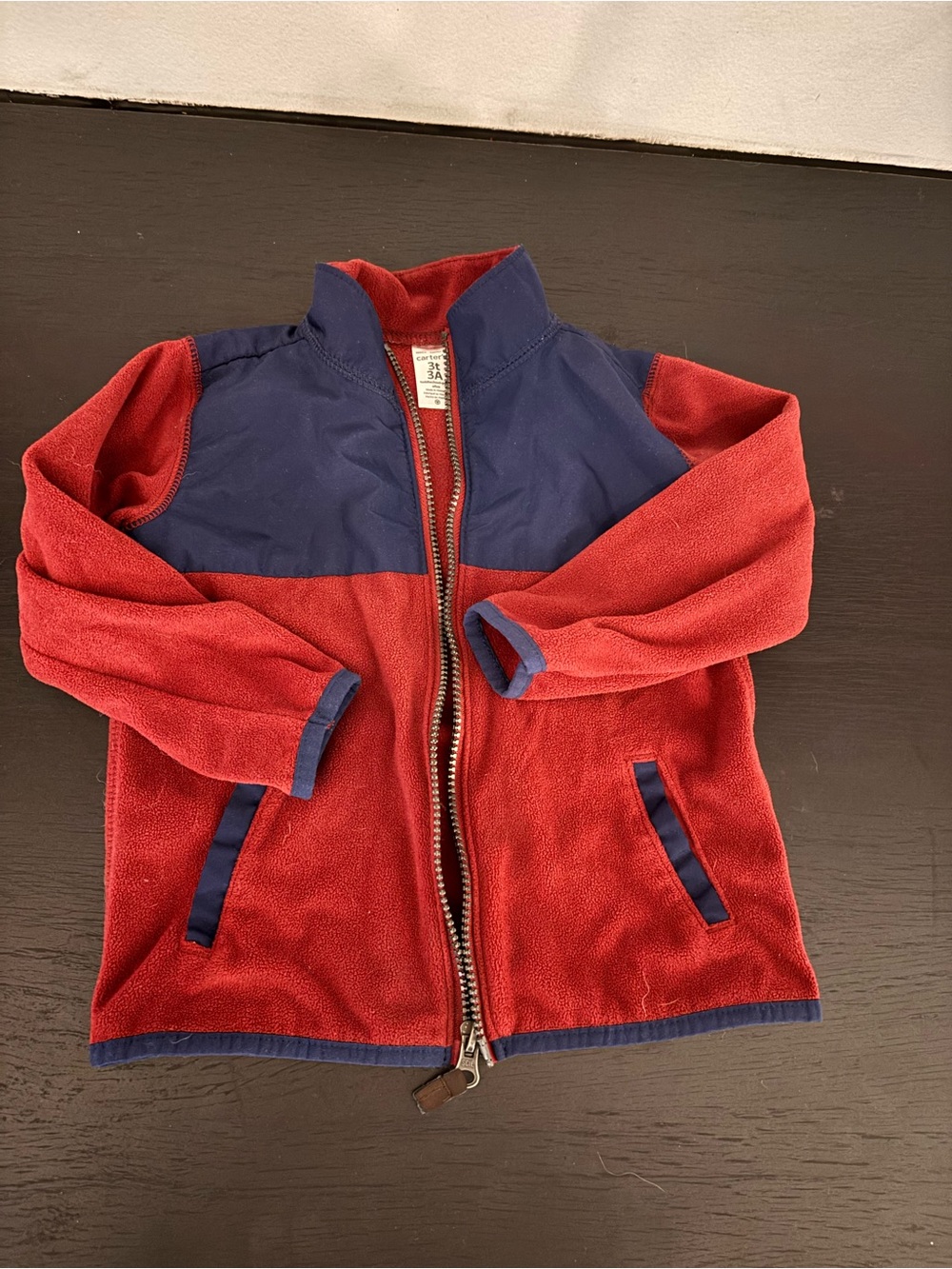 Carter's Red and Navy Puffer-Style Fleece Jacket